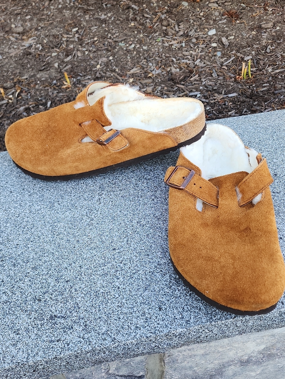 Birkenstock Boston Suede Shearling Lined Clog Slippers - Men's 12